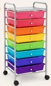 Giantex rolling cart with rainbow-colored plastic drawers on a metal frame with wheels