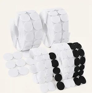 Vabba hook-and-loop dots: rolls of white and black adhesive fastener dots